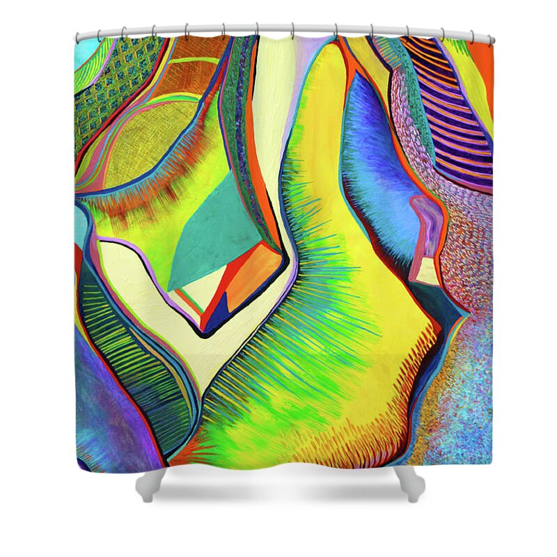  Shower Curtain featuring the painting Nascent Bud by Polly Castor