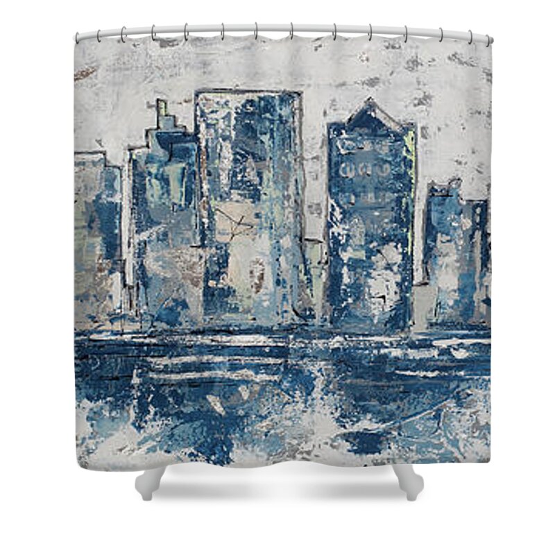 Nashville Shower Curtain featuring the painting Nashville in Blues by Kirsten Koza Reed