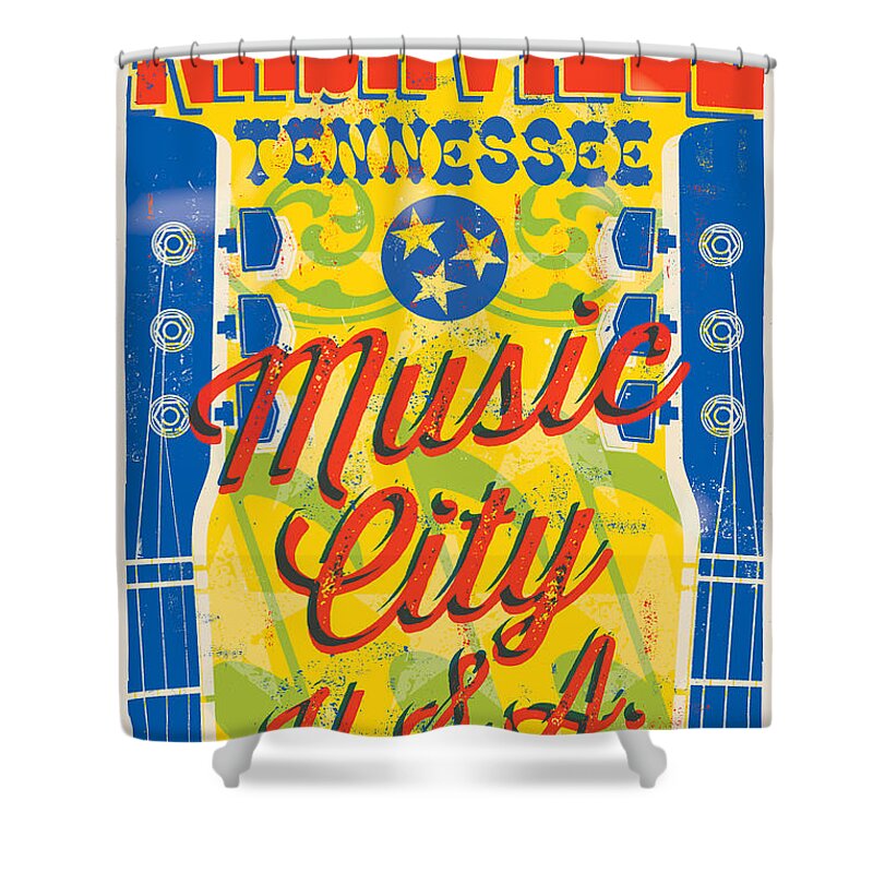 Guitars Shower Curtain featuring the digital art Nashville Tennessee Poster by Jim Zahniser