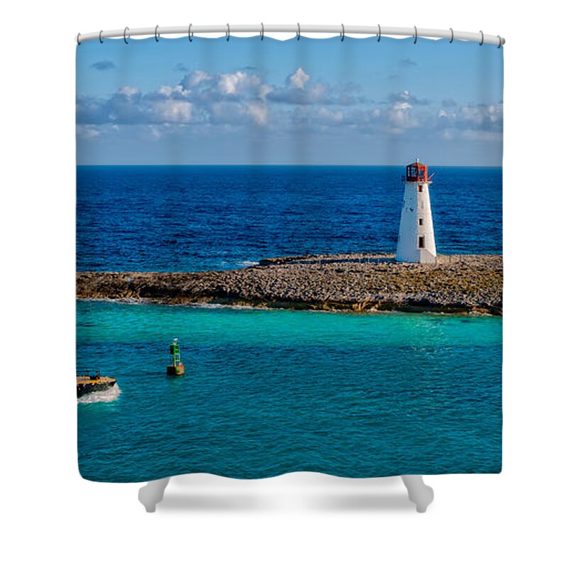 Lighthouse Shower Curtain featuring the photograph Nassau Harbor Lighthouse by Christopher Holmes