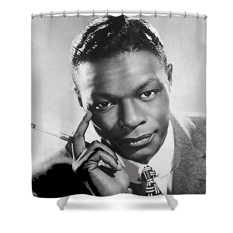 Nat King Cole Circa 1955 Shower Curtain featuring the photograph Nat King Cole circa 1955-2015 by David Lee Guss