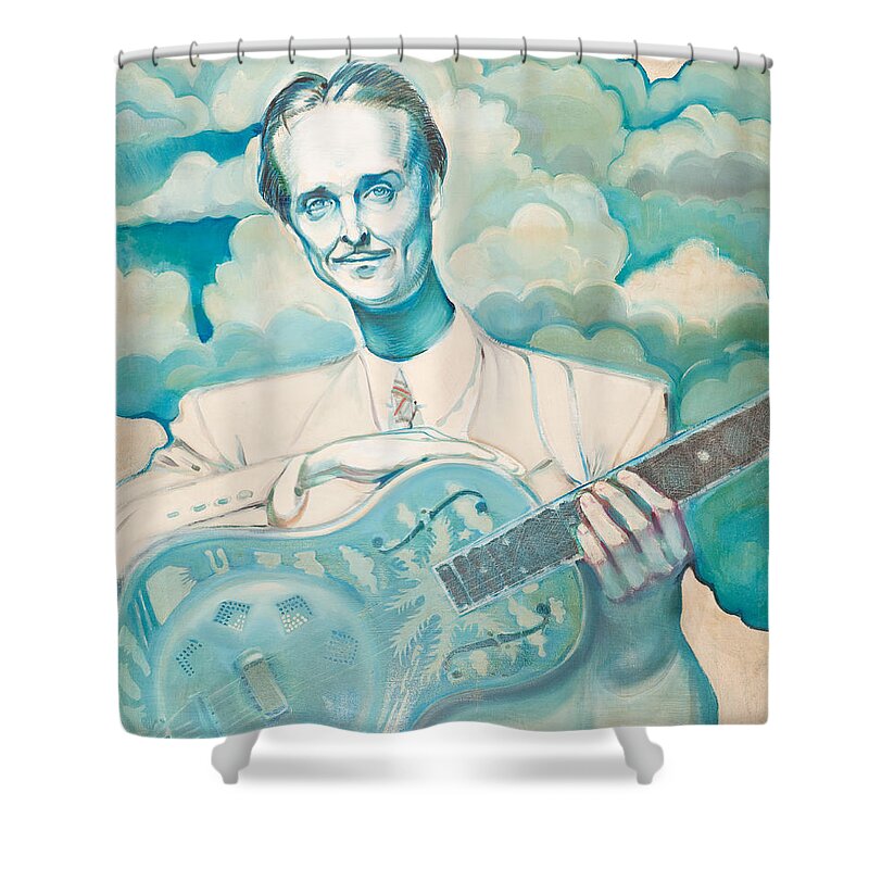 National Guitar Shower Curtain featuring the painting National Reynolds by John Reynolds