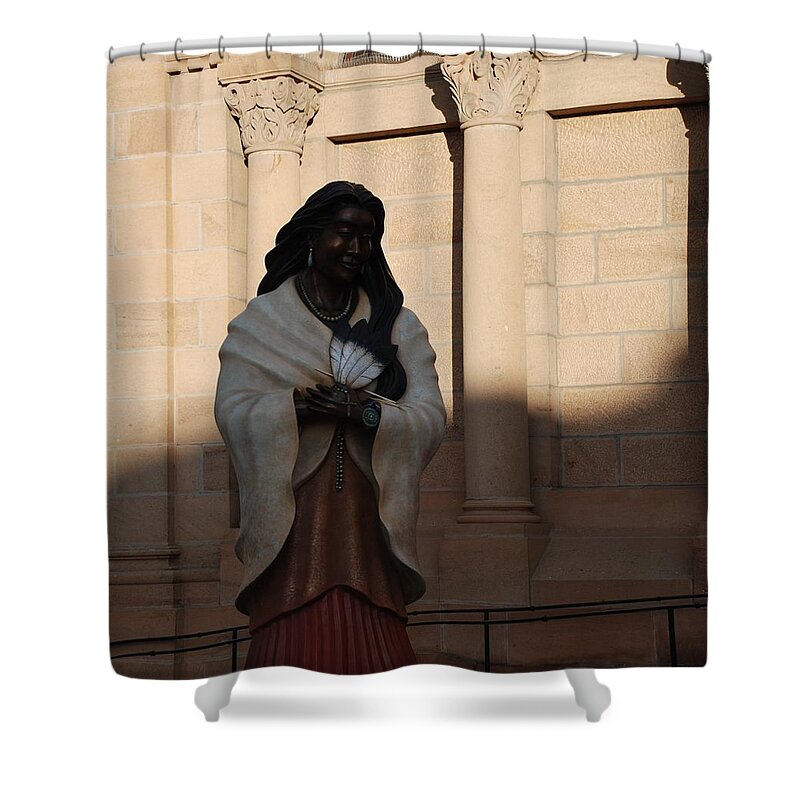 Sculpture Shower Curtain featuring the photograph Native American Saint by Rob Hans
