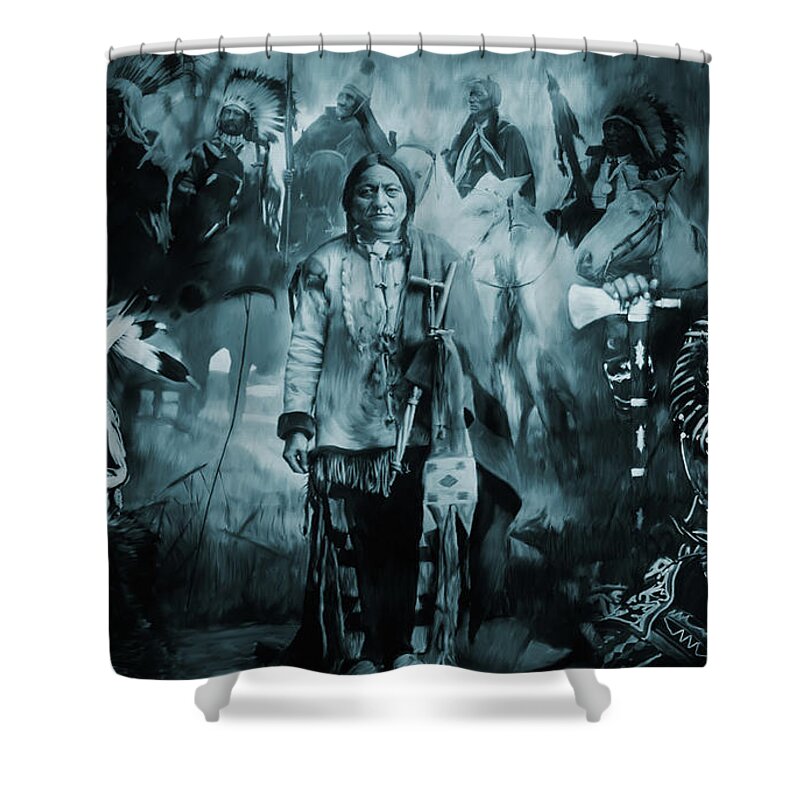 Native American Shower Curtain featuring the painting Native Americans 9932HG by Gull G