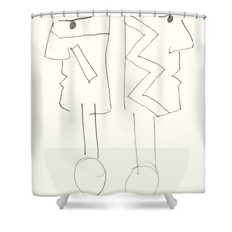 Native Americans Shower Curtain featuring the painting Native Americans Drawing by Charles Stuart