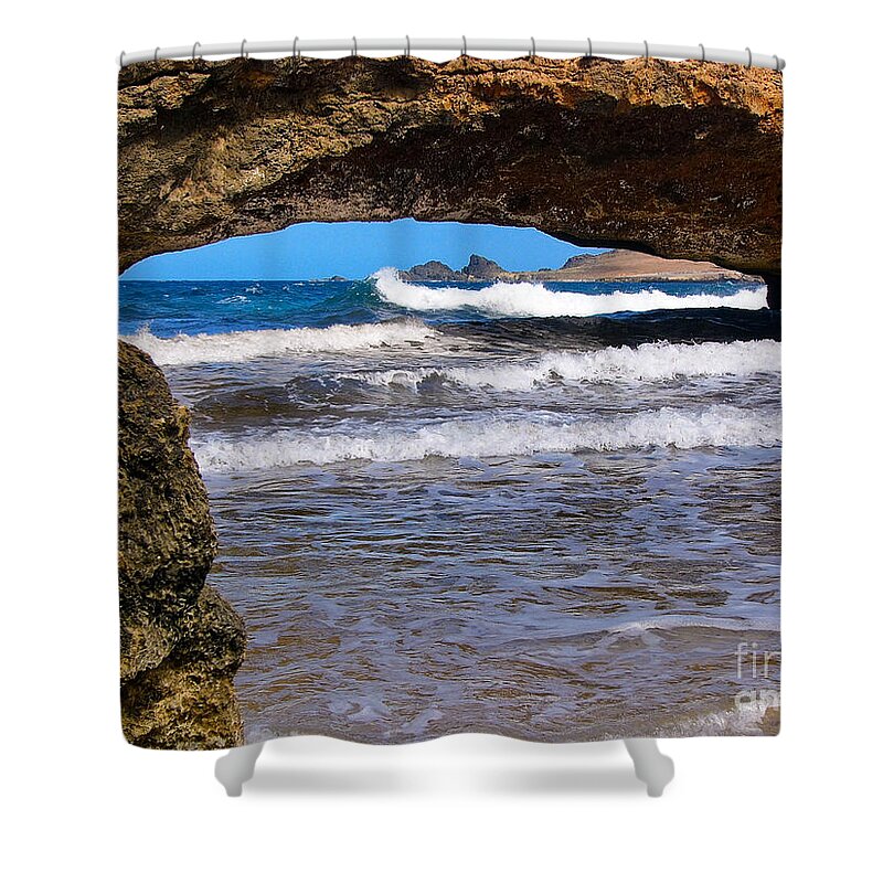 Arch Shower Curtain featuring the photograph Natural Bridge Aruba by Amy Cicconi