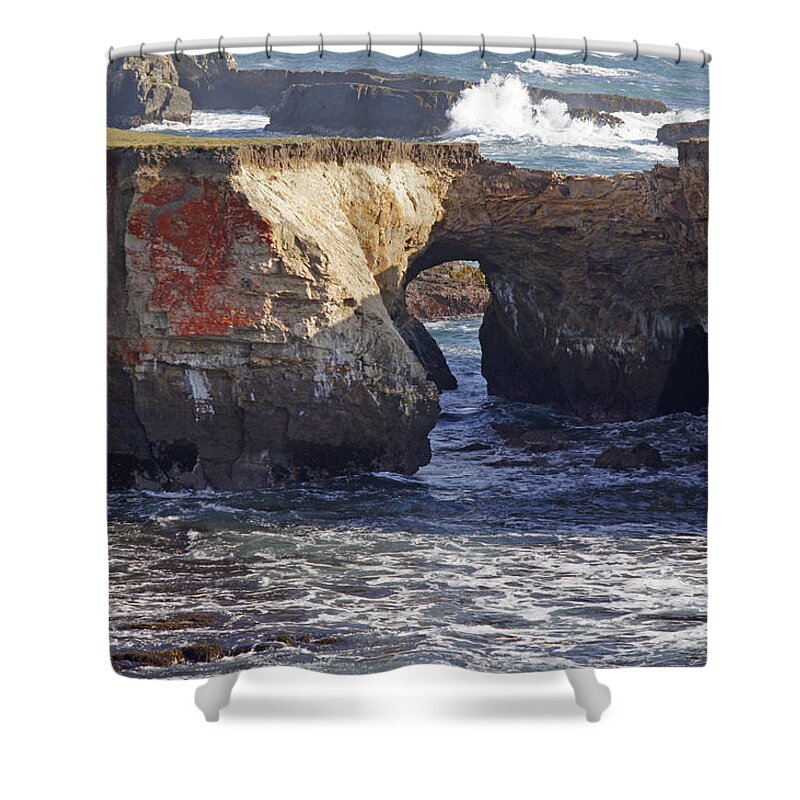 Highway 1 Shower Curtain featuring the photograph Natural Bridge at Point Arena by Mick Anderson