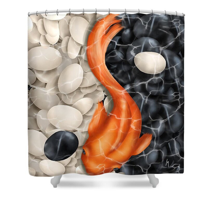Natural Shower Curtain featuring the painting Natural equilibrium Yin Yang by Veronica Minozzi