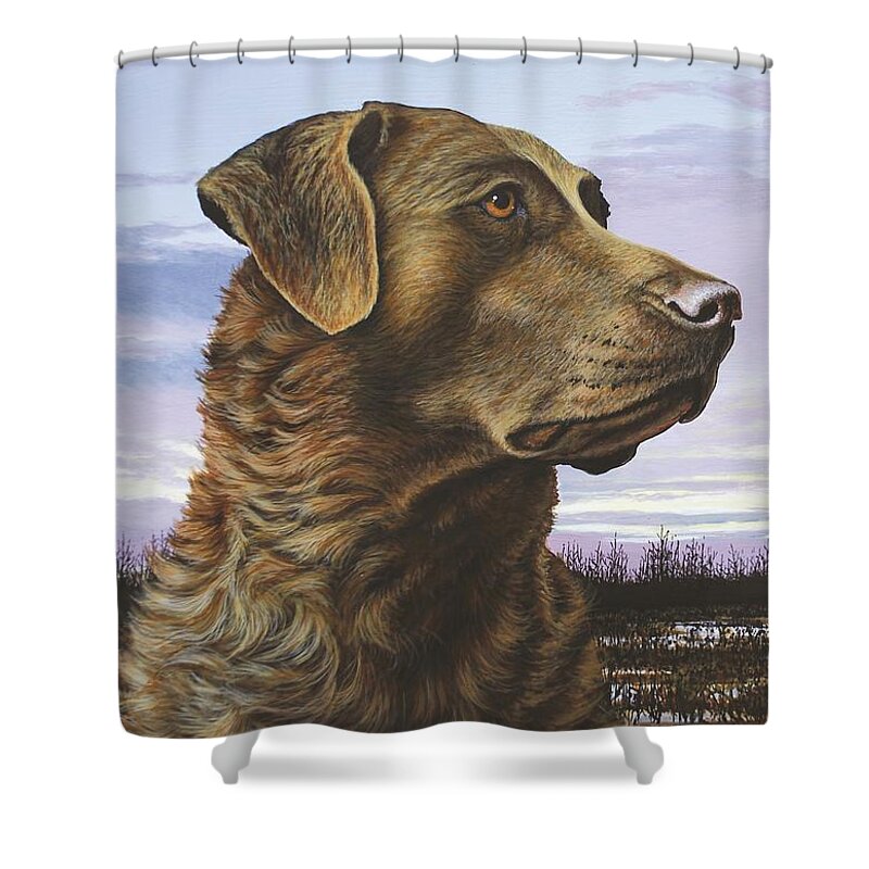 Chessie Shower Curtain featuring the painting Natural Instinct - Chessie by Anthony J Padgett