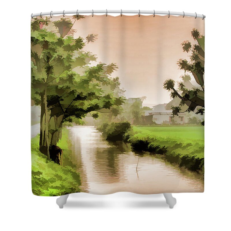 Blossoms Shower Curtain featuring the photograph Nature Paint Asia Sunscape by Chuck Kuhn