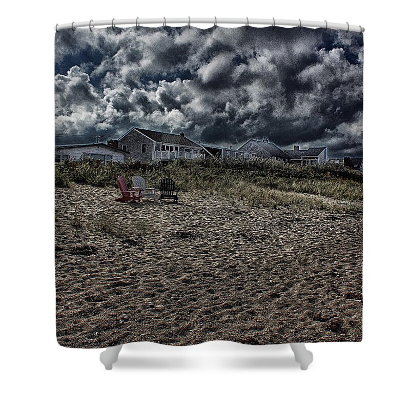 Cape Cod Shower Curtain featuring the photograph Nature Playing To An Empty Beach by Constantine Gregory
