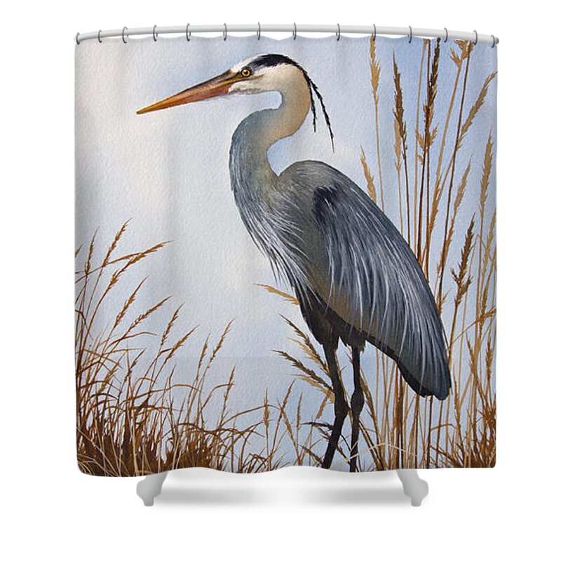 Heron Shower Curtain featuring the painting Nature's Gentle Beauty by James Williamson
