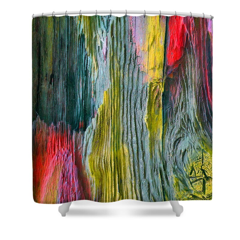'inconsequential Beauty' Collection By Serge Averbukh Shower Curtain featuring the digital art Nature's Secret Code - The Wood Grain Message #5 by Serge Averbukh