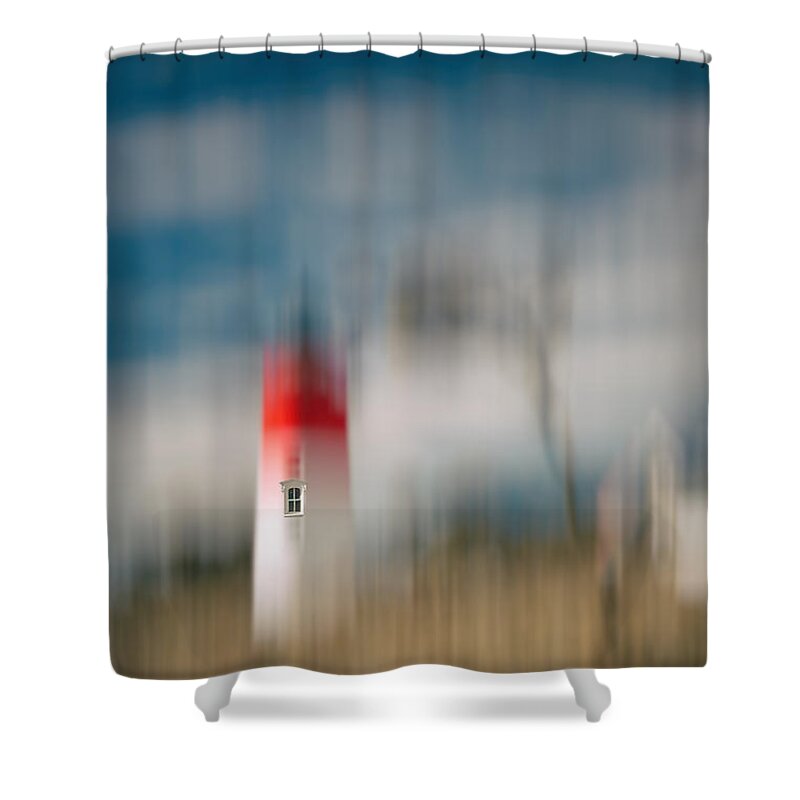 Nauset Lighthouse Abstract Shower Curtain featuring the photograph Nauset Lighthouse Window Abstract, Cape Cod Photograph, Large Wa by Darius Aniunas