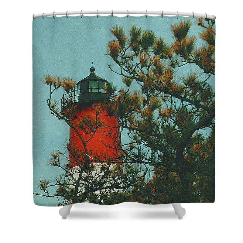 Nauset Light Shower Curtain featuring the photograph Nausett Light by Imagery-at- Work