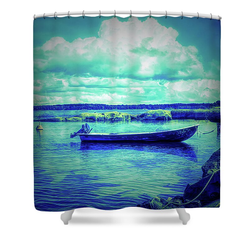 Boats Shower Curtain featuring the photograph Nautical Colors in the Harbor by Debra and Dave Vanderlaan