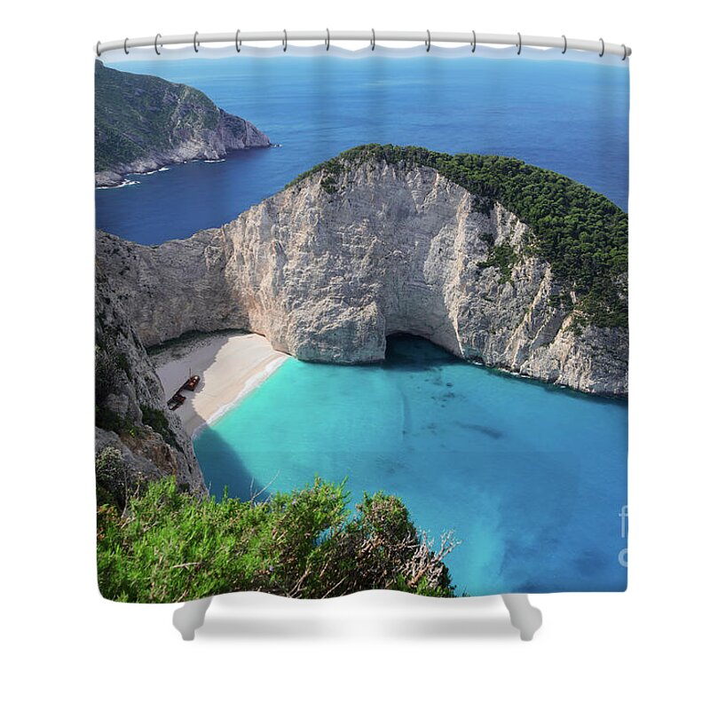 Navagio Shower Curtain featuring the photograph Navagio Beach by Anastasy Yarmolovich