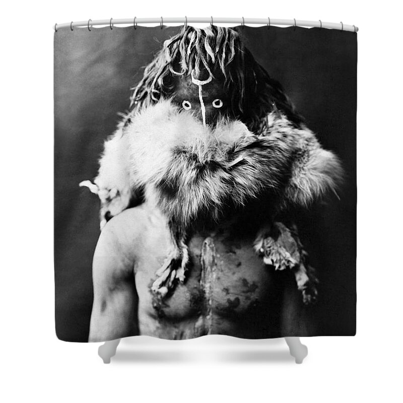 1905 Shower Curtain featuring the photograph NAVAJO MASK, c1905 by Granger