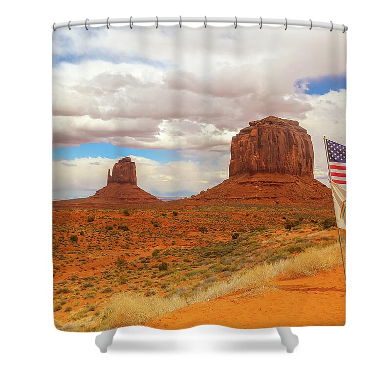 Usa Shower Curtain featuring the photograph Navajo Nation Flag by Alberto Zanoni