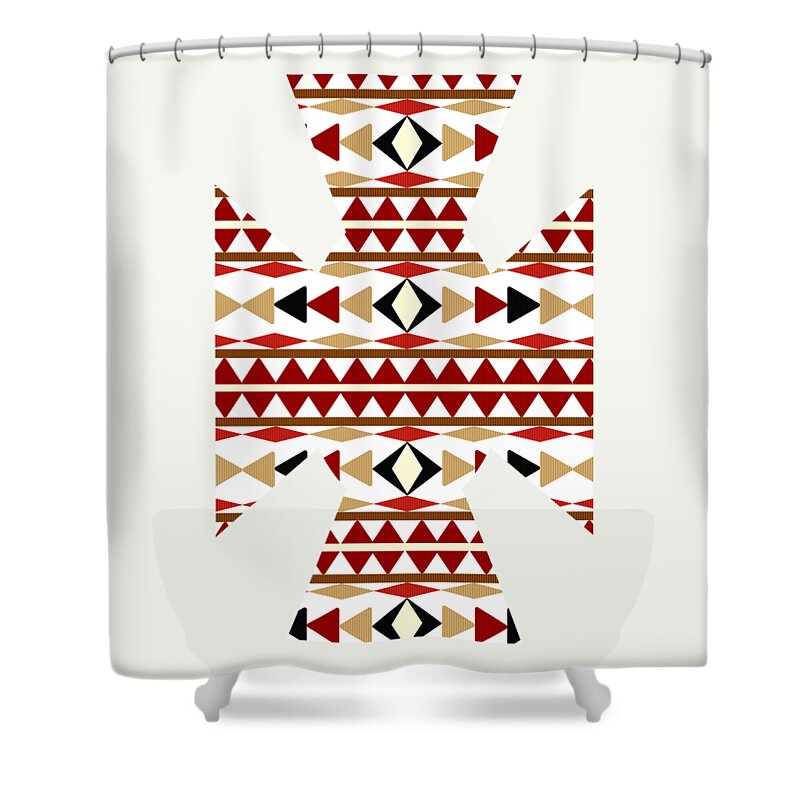 Navajo White Shower Curtain featuring the mixed media Navajo White Pattern Art by Christina Rollo