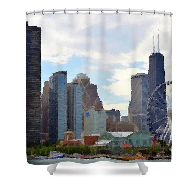 Navy Pier Shower Curtain featuring the photograph Navy Pier Chicago Illinois by David Dehner