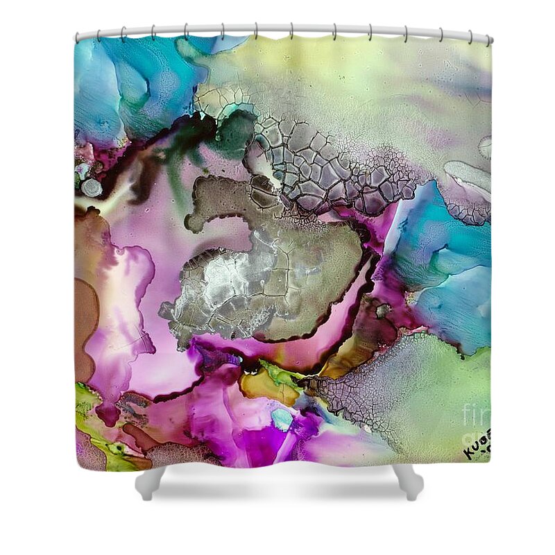 Space Shower Curtain featuring the painting Nebula 3 by Susan Kubes