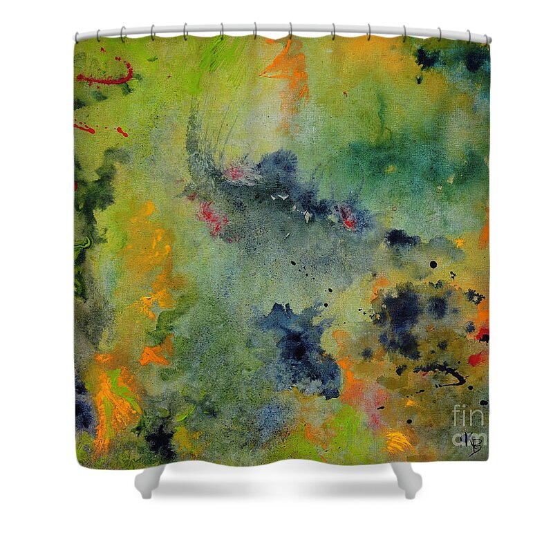 Space Shower Curtain featuring the painting Nebula by Karen Fleschler