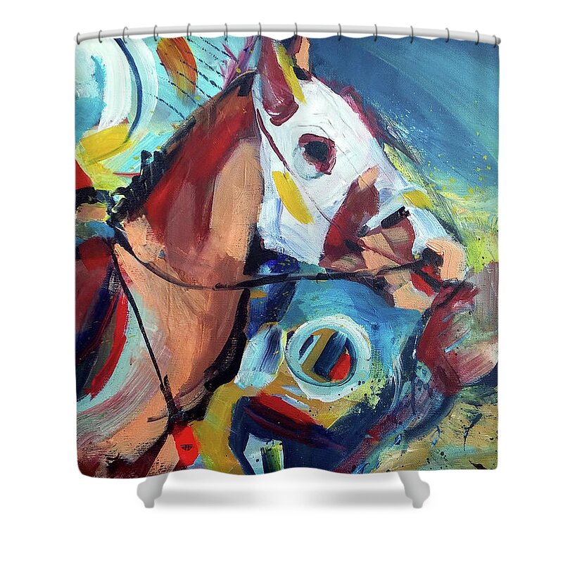 John Jr Gholson Shower Curtain featuring the painting Neck And Neck by John Gholson