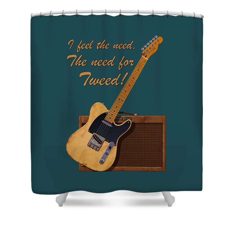 Tele Shower Curtain featuring the digital art Need For Tweed Tele T Shirt by WB Johnston