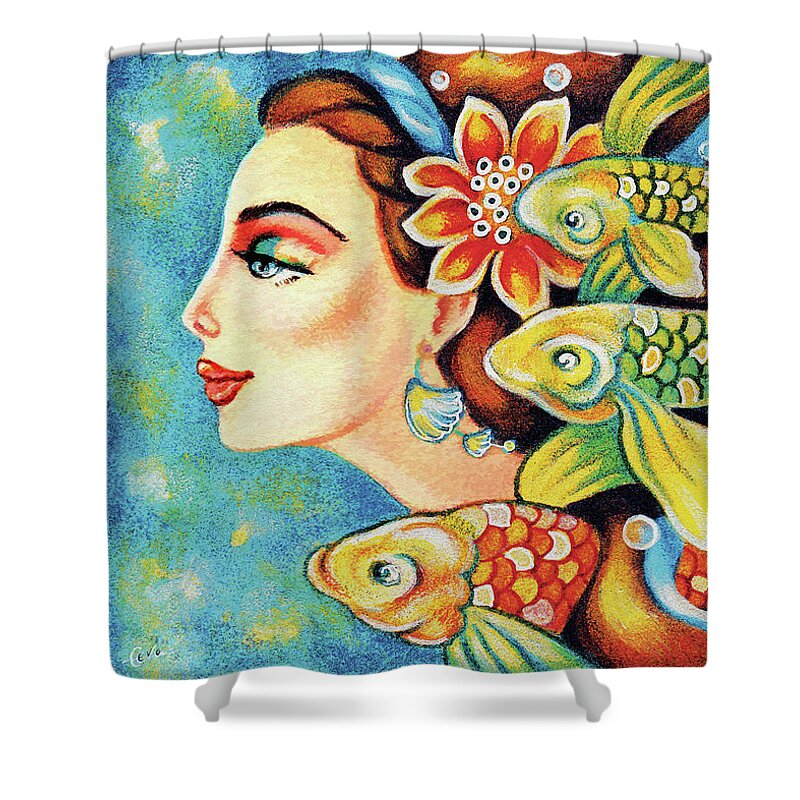 Sea Goddess Shower Curtain featuring the painting Nefertiti Sea Journey by Eva Campbell