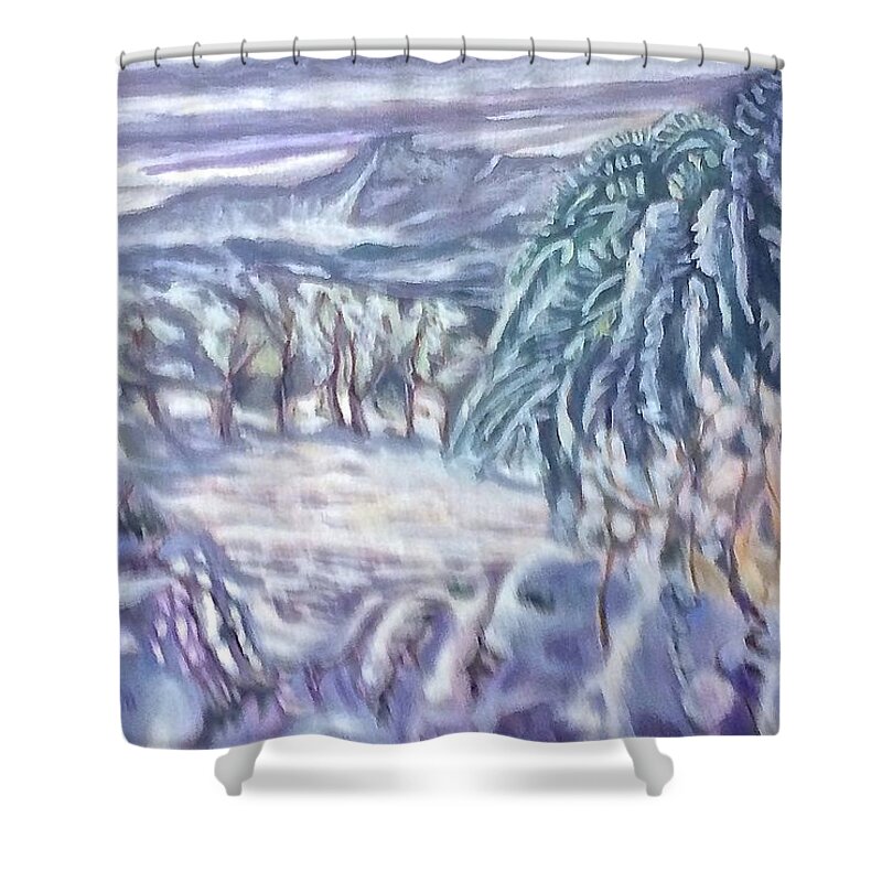Landscape Snow Shower Curtain featuring the painting Negua by Enrique Ojembarrena