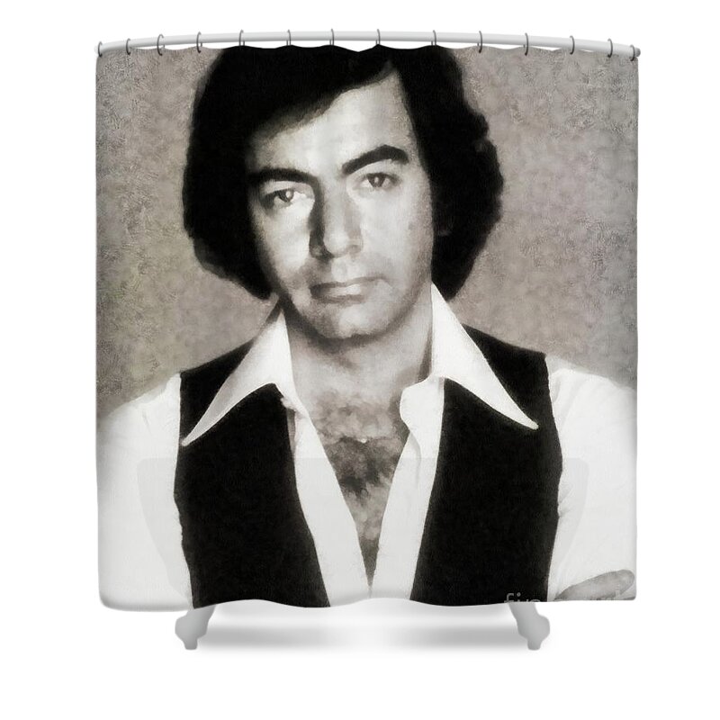Neil Shower Curtain featuring the painting Neil Diamond, Singer by Esoterica Art Agency