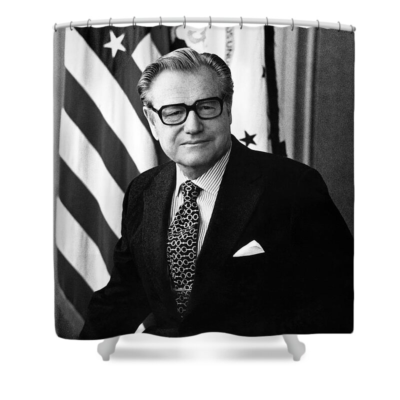 Rockefeller Shower Curtain featuring the photograph Nelson Rockefeller Portrait - 1975 by War Is Hell Store