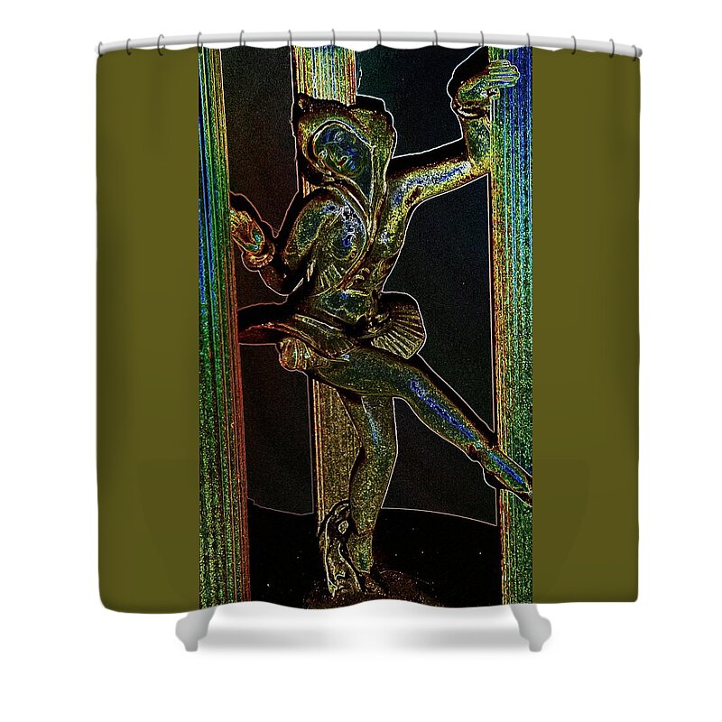 Neon Shower Curtain featuring the mixed media Neon Dancer by Stacie Siemsen