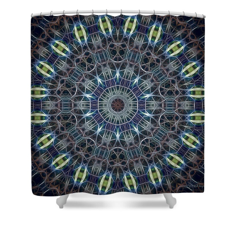 Tao Shower Curtain featuring the painting Neon Mandala, Nbr 19G by Will Barger