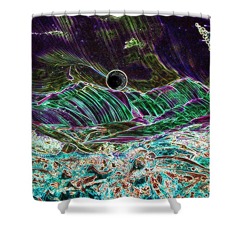 Encaustic Shower Curtain featuring the painting Neon Moon by Melinda Etzold