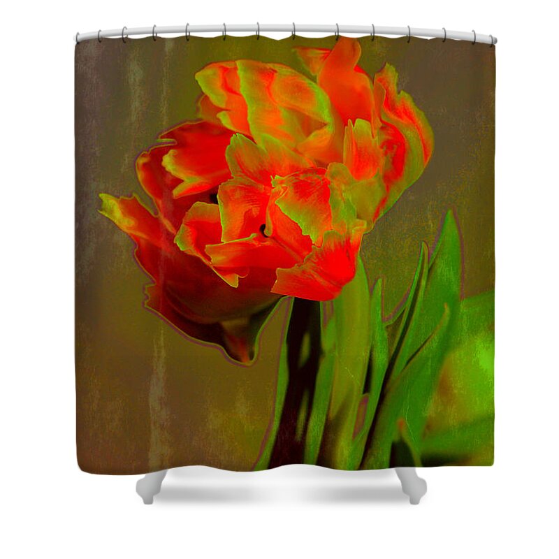 Flower Shower Curtain featuring the photograph Neon Tulip by Donna Bentley