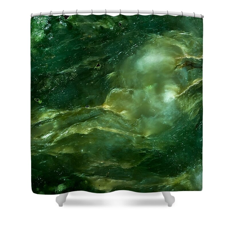 Abstract Shower Curtain featuring the photograph Nephrite Jade - Alien Sea by Onyonet Photo studios