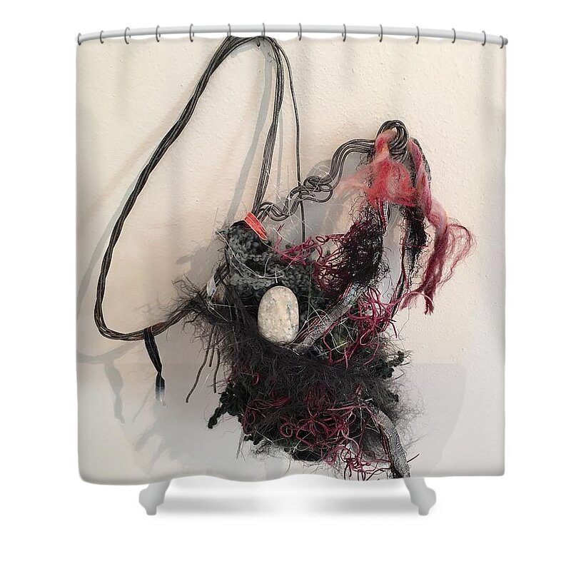 Fibers Shower Curtain featuring the sculpture Nesting by Sylvia Greer