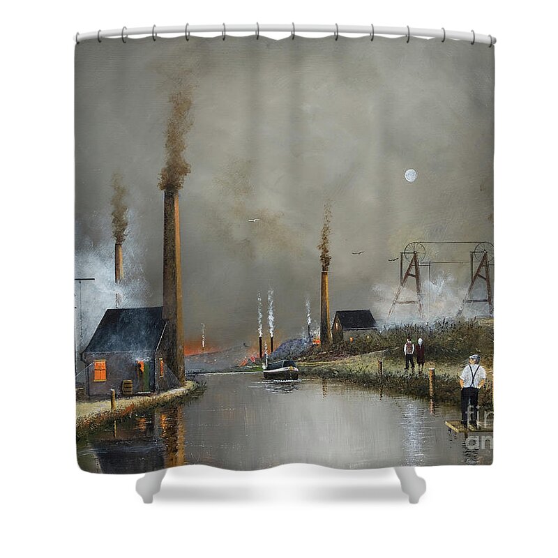England Shower Curtain featuring the painting Netherton Branch Canal - England by Ken Wood