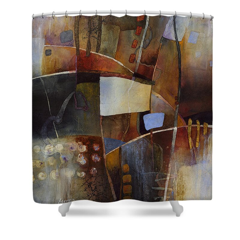 Abstract Shower Curtain featuring the painting Neutral Elements 2 by Hailey E Herrera