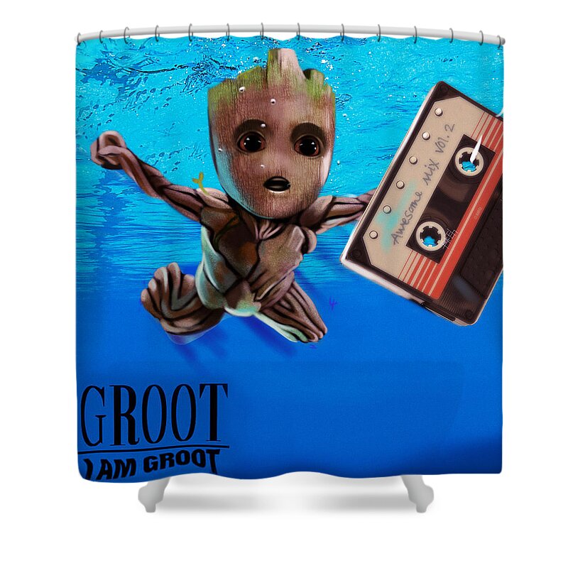 Guardians of Galaxy Groot Bath Mat Shower Curtain Non-Slip Toilet Lid Cover 4PCS 