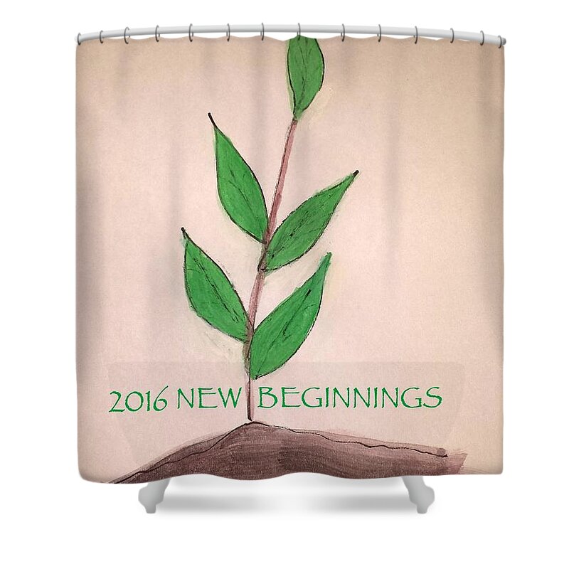 Happy New Year Shower Curtain featuring the painting New beginnings 2016 by Margaret Welsh Willowsilk