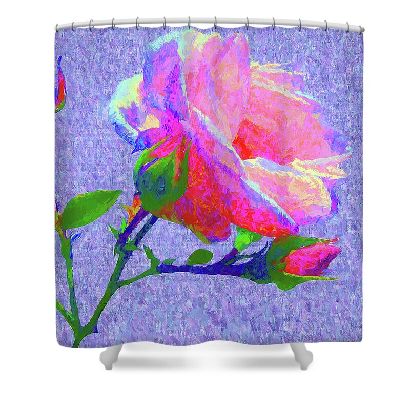Floral Shower Curtain featuring the digital art New Dawn Painterly by Susan Lafleur