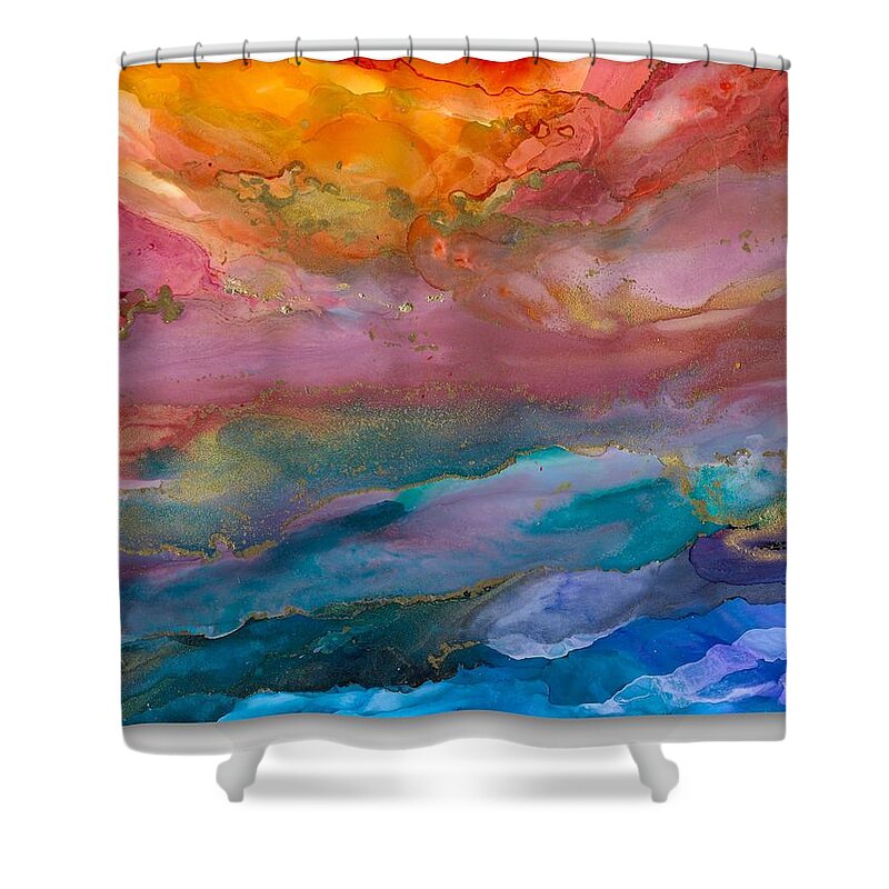 Abstract Shower Curtain featuring the painting New Day by Bonny Butler