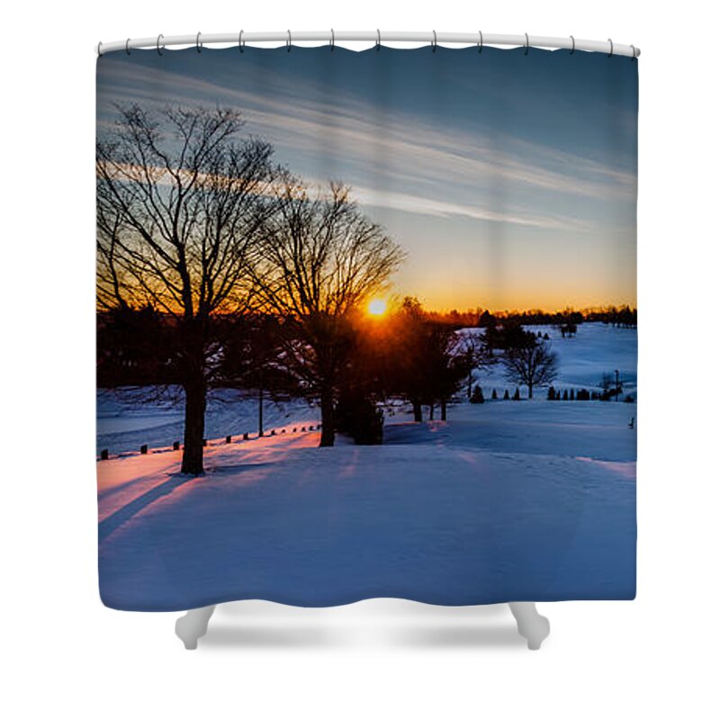 Cold Shower Curtain featuring the photograph New England Sunrise by Robert McKay Jones