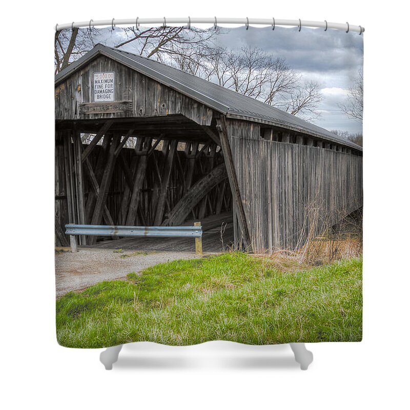 America Shower Curtain featuring the photograph New Hope Covered Bridge by Jack R Perry