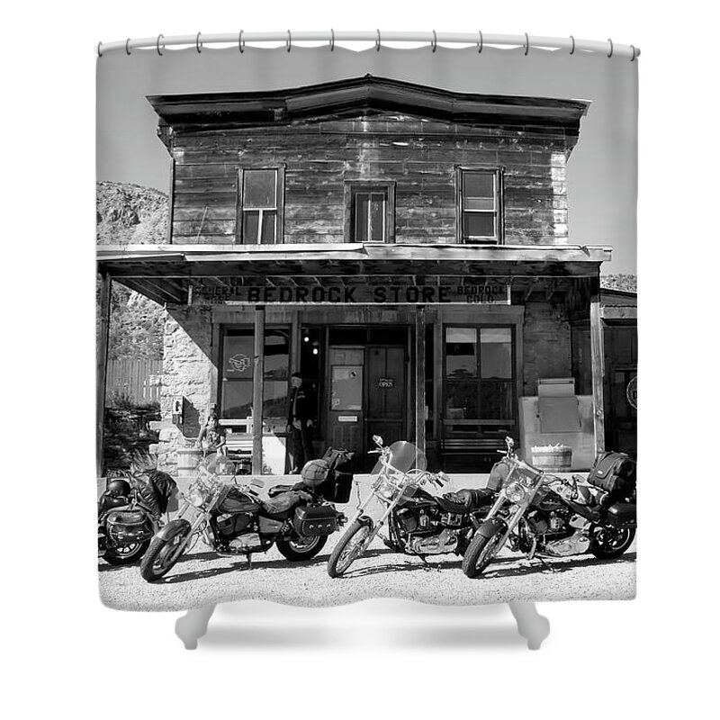 Fine Art Photography Shower Curtain featuring the photograph New horses at Bedrock by David Lee Thompson