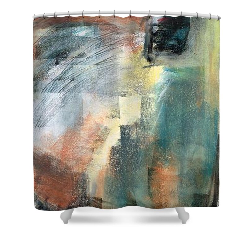 Equine Art Shower Curtain featuring the pastel New Mexico Horse Three by Frances Marino