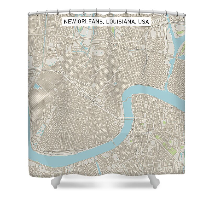 New Orleans Shower Curtain featuring the digital art New Orleans Louisiana US City Street Map by Frank Ramspott